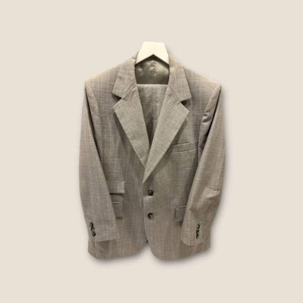 Vintage Montgomery Wards 3 Piece Suit Textured Fabric Gray